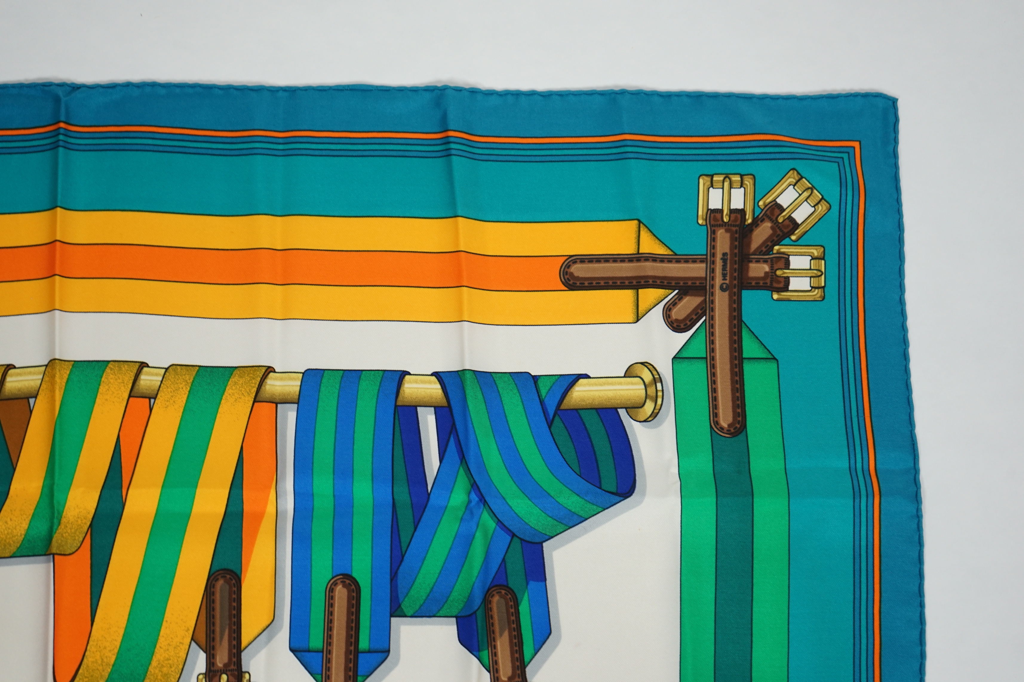 A Hermès Les Sangles silk scarf, 90cm x 90 cm